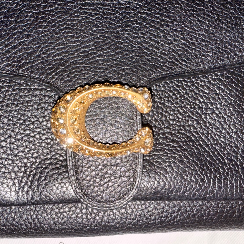 Coach Crystal C Tabby Chain Clutch Black & Gold - Picture 14 of 15